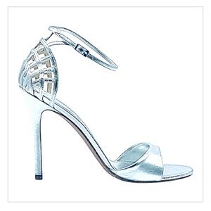 Baldan Gregory's Silver Ankle Strap Basket Cage Heel Sandals Shoes 41 10